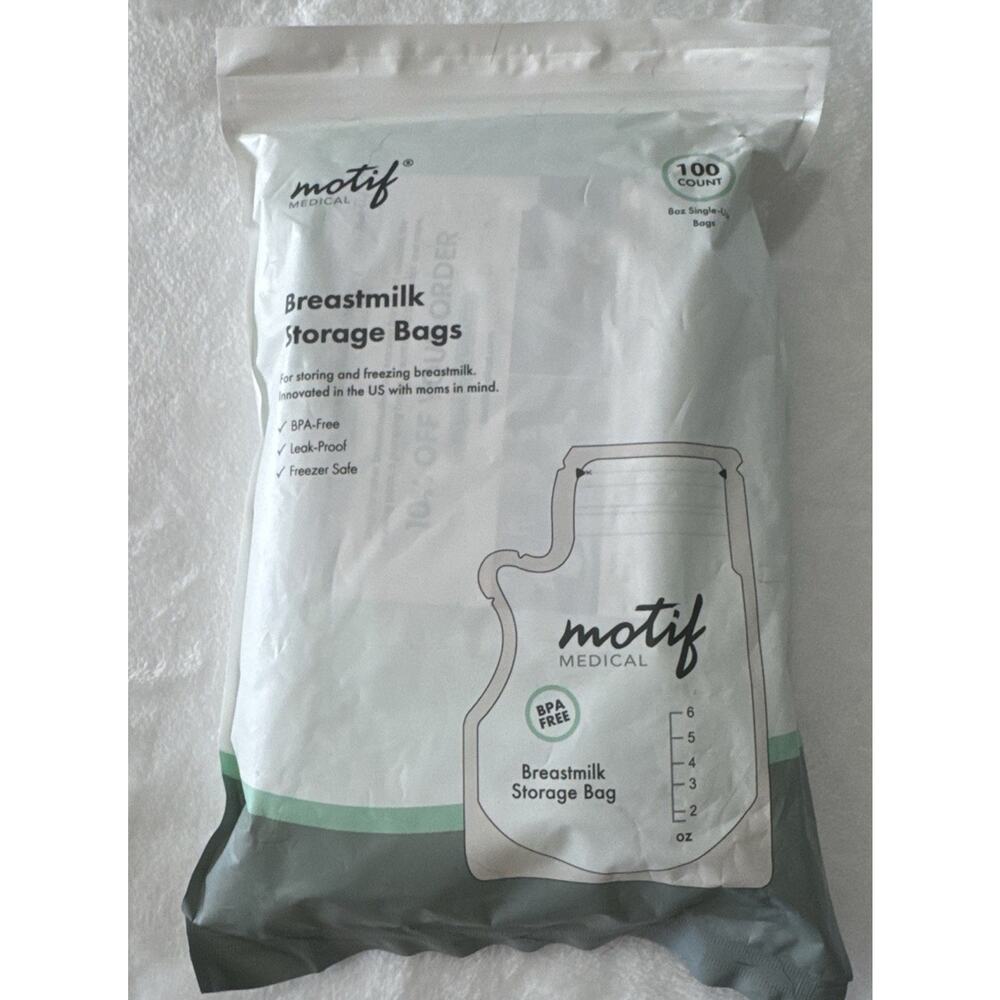 Motif Medical Breast Milk Storage Bags 8oz Single Use 100 count New in seal bag